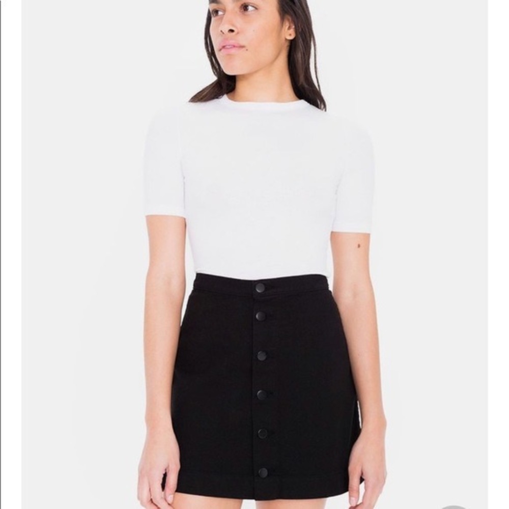 American Apparel button up a line denim skirt in black